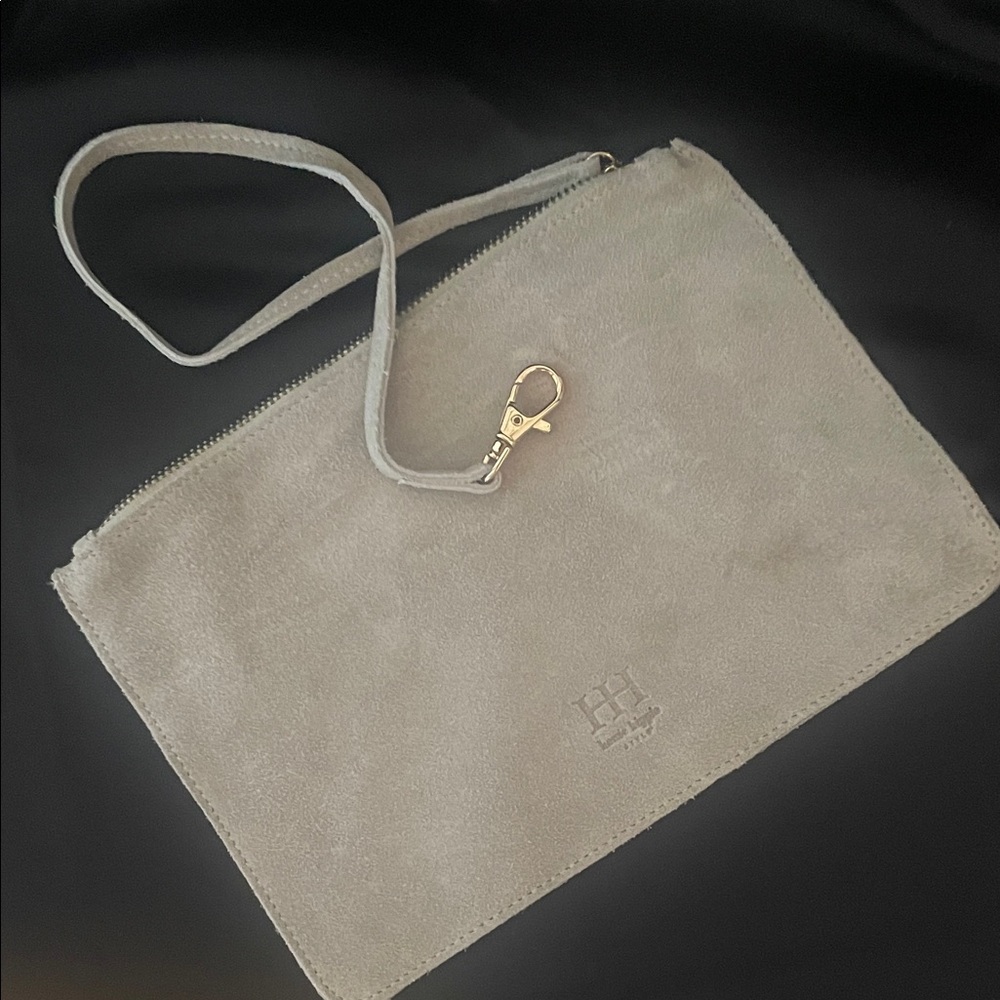 Haute Hippie Light Gray Suede Wristlet